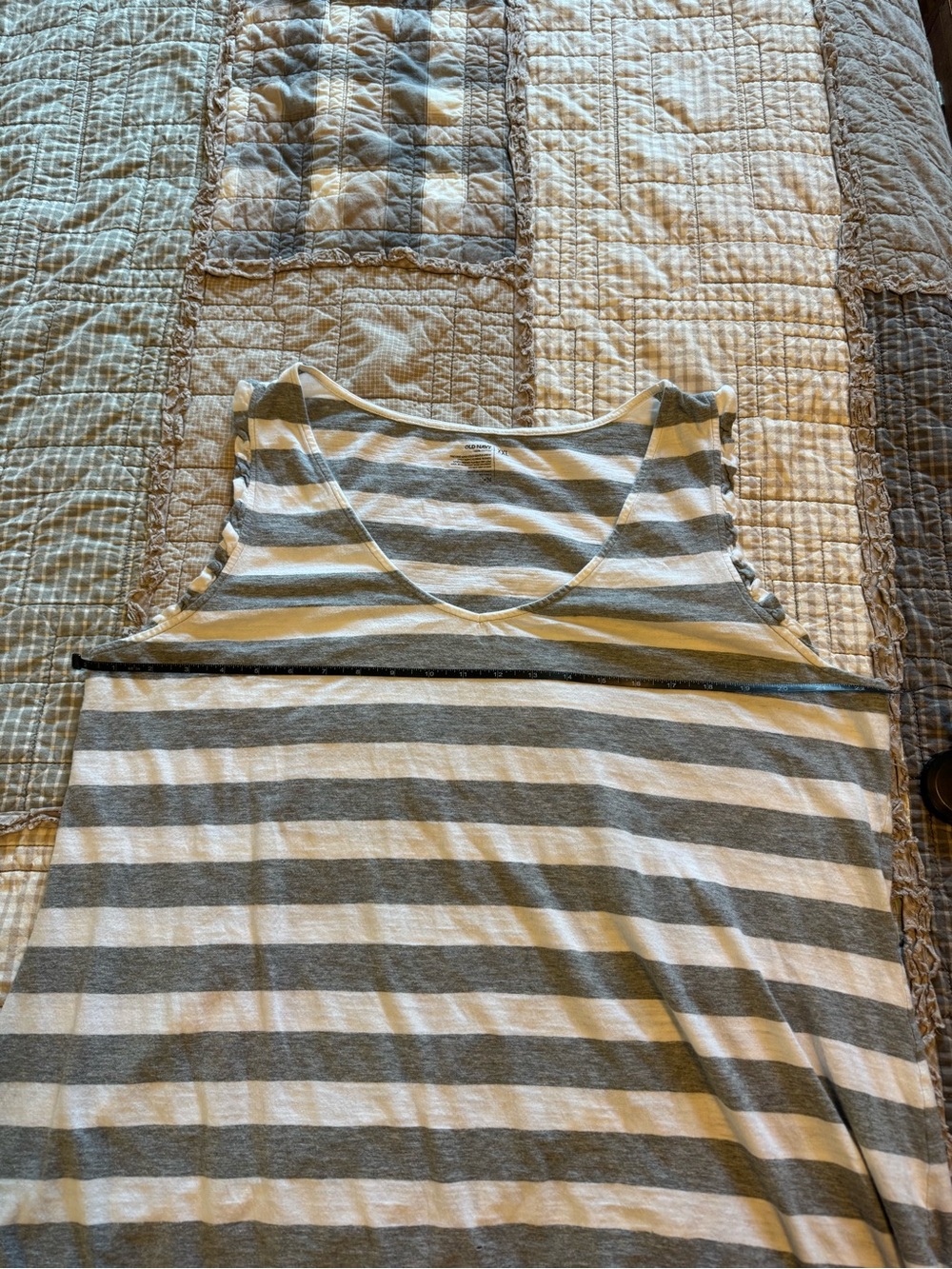 Old Navy Gray and White Striped V-Neck Sleep Tank